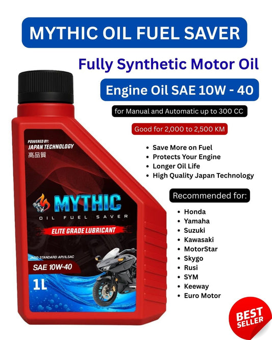 Mythic Oil SAE 10W-40 Fully Synthetic Motorcycle  Engine Oil | Engine Protection & Fuel Saver